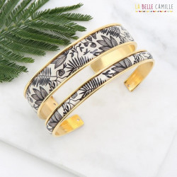 Manchette, bracelet, résine, motif Black Ink - Bibop et Lula