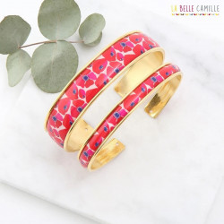 Manchette, bracelet, résine, motif Coquelicot rouge - Bibop et Lula