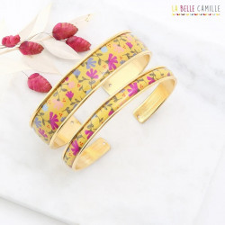 Manchette, bracelet, résine, motif Bouquet d'été - Bibop et Lula