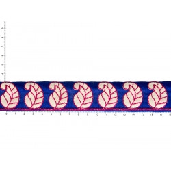 Ruban galon bleu roi et feuillage - Bibop et Lula