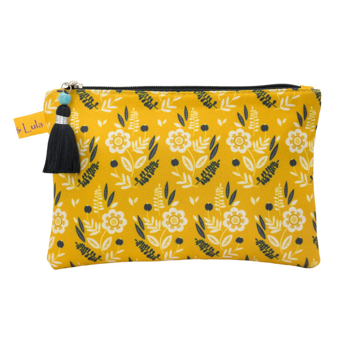 Petite pochette plate coton jaune imprimé