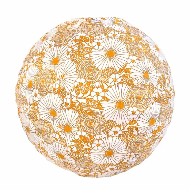 Lampion tissu boule japonaise rond Bouquet Jaune