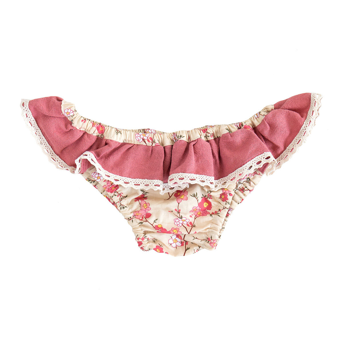 Culotte de bain fille 2-4 ans bleu foncé parsemée de petites fleurs