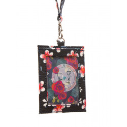 Porte badge tour de cou transparent Akiko noir - Bibop et Lula