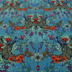 Coton Mini Jardin des Paons Bleu - Bibop et Lula