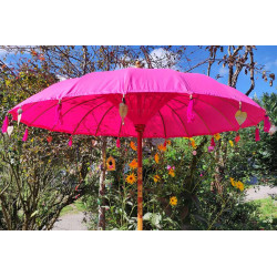Parasol balinais toile coton rose