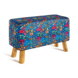 Banc tissu imprimé bleu et fleurs colorées - Bibop et Lula