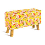 Banc tissu imprimé jaune et fleurs rose orange - Bibop et Lula