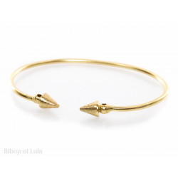 Bracelet, jonc laiton doré ajustable motif pointes - Bibop et Lula