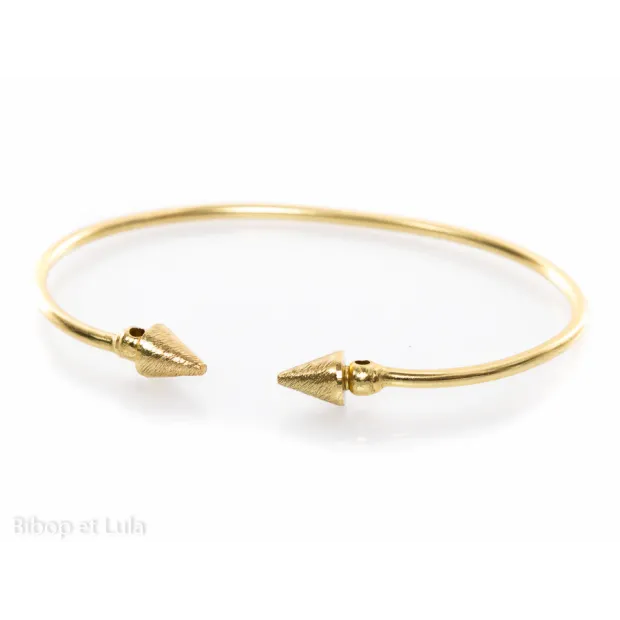 Bracelet, jonc laiton doré ajustable motif pointes