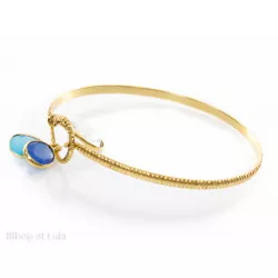 Bracelet fin laiton et 3 pierres multicolores - Bibop et Lula