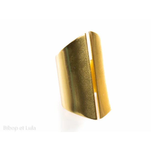 Bague anneau large laiton doré fendu