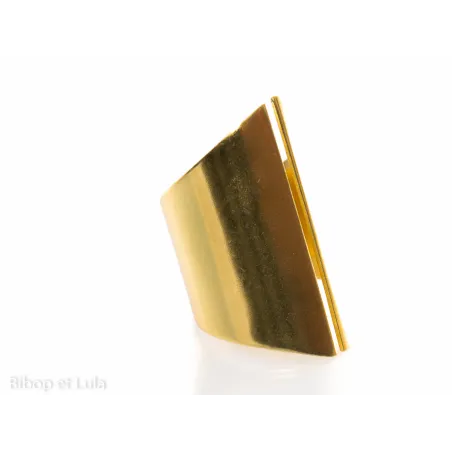 Bague anneau large laiton doré fendu
