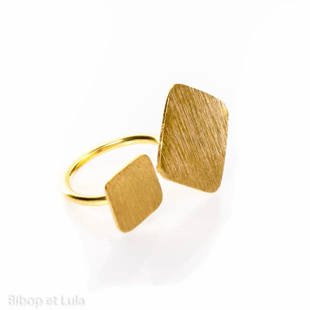 Bague jonc laiton doré carrés