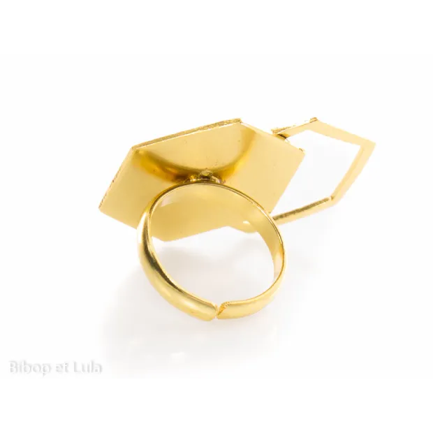 Bague laiton doré hexagones