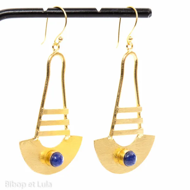 Boucles d'oreilles laiton lapis lazuli
