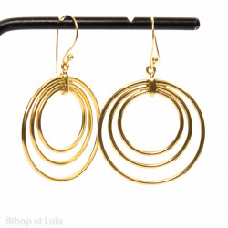 Bague laiton doré pendantes motif cercles - Bibop et Lula