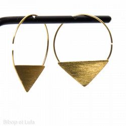 Boucles d'oreilles, créoles laiton triangle - Bibop et Lula