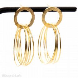 Boucles d'oreilles, clous laiton doré anneaux - Bibop et Lula