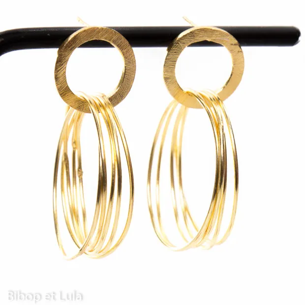 Boucles d'oreilles, clous laiton doré anneaux