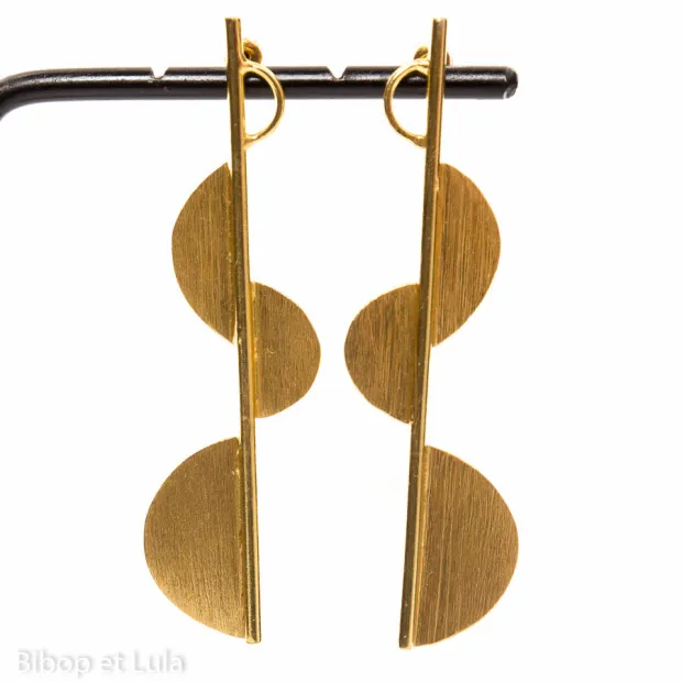 Boucles d'oreilles, clous laiton anneaux et perle