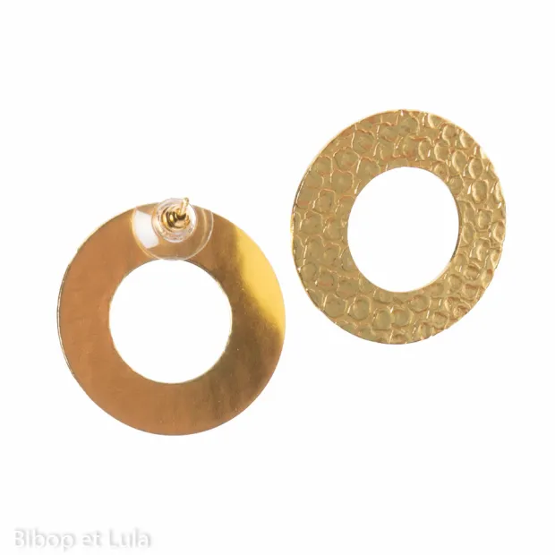 Boucles d'oreilles, clous laiton soleil