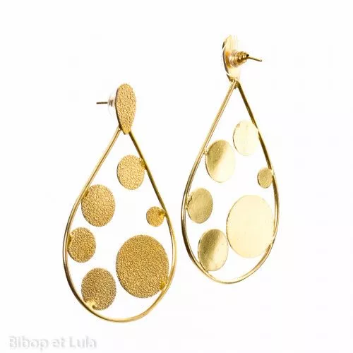 Boucles d'oreilles, clous laiton longue goutte - Bibop et Lula