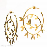 Boucles d'oreilles, clous laiton doré feuilles - Bibop et Lula