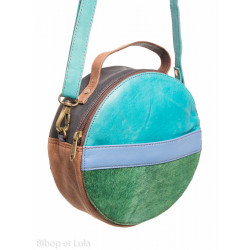 Sac en cuir recyclé Rond bleu vert - Bibop et Lula