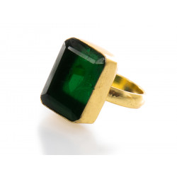 Bague laiton verte rectangle - Bibop et Lula