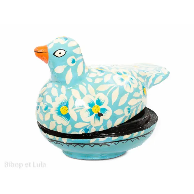Petite boite bleue peinte à la main Birdy 