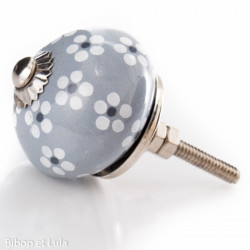 Bouton de meuble céramique Gris paquerette - Bibop et Lula