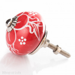Bouton de meuble céramique Rouge coquelicot - Bibop et Lula