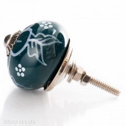 Bouton de meuble céramique Bleu pétrole coquelicot - Bibop et Lula