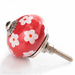 Bouton de meuble céramique Rouge paquerettes - Bibop et Lula