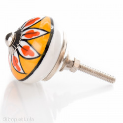 Bouton de meuble céramique Jaune étoile orange - Bibop et Lula