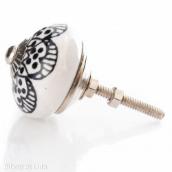 Bouton de meuble céramique Multipétales blanc et noir - Bibop et Lula