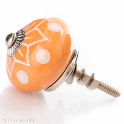 Bouton de meuble céramique Jaune fleur contour blanc - Bibop et Lula
