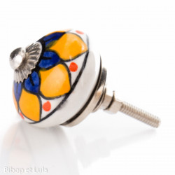 Bouton de meuble céramique Tournesol bleu et jaune - Bibop et Lula