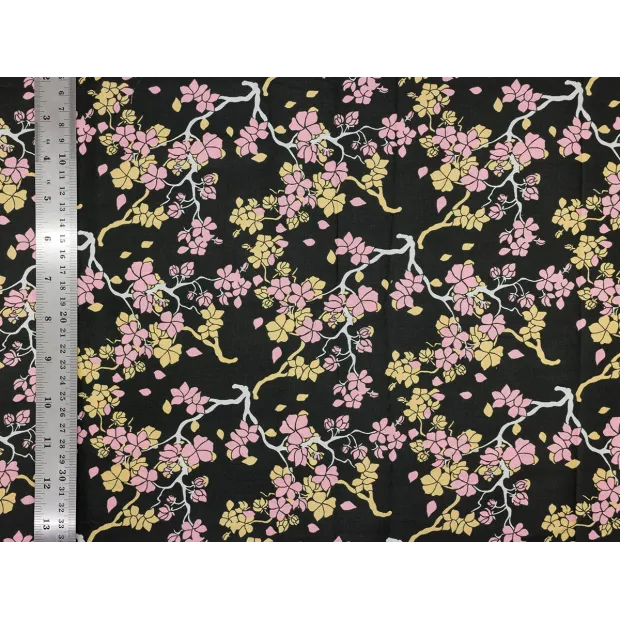 Coupon tissu Sakura black