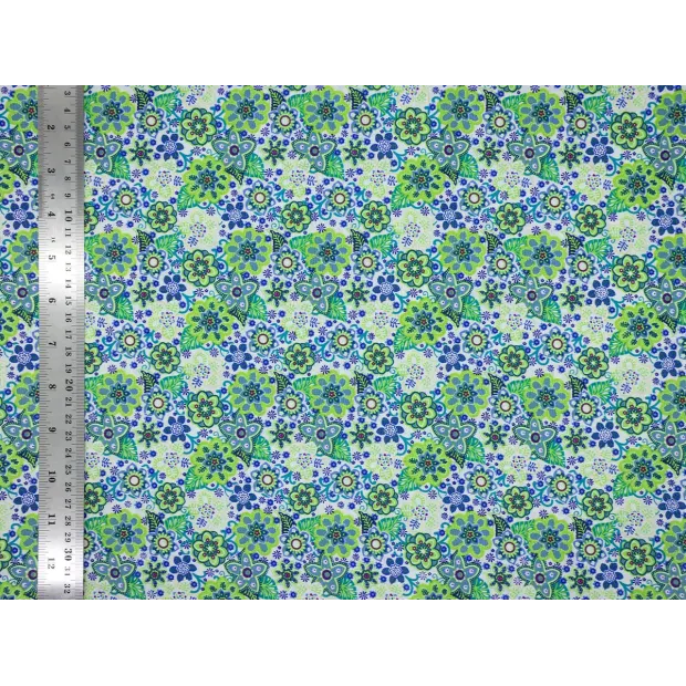 Coupon tissu coton Bleuet