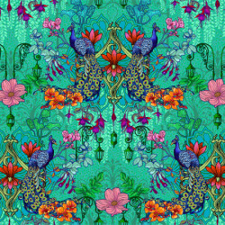 Velours ferme Jardin des Paons vert - Bibop et Lula