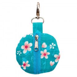 Porte-clé porte-monnaie rond Akiko blue - Bibop et Lula