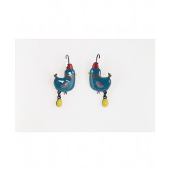 Boucles d'oreilles Coq bleu - Bibop et Lula