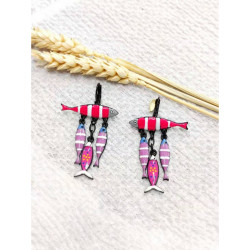 Boucles d'oreilles sardines roses - Bibop et Lula