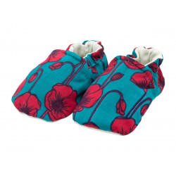 Chaussons bébé souples Coquelicots - Bibop et Lula