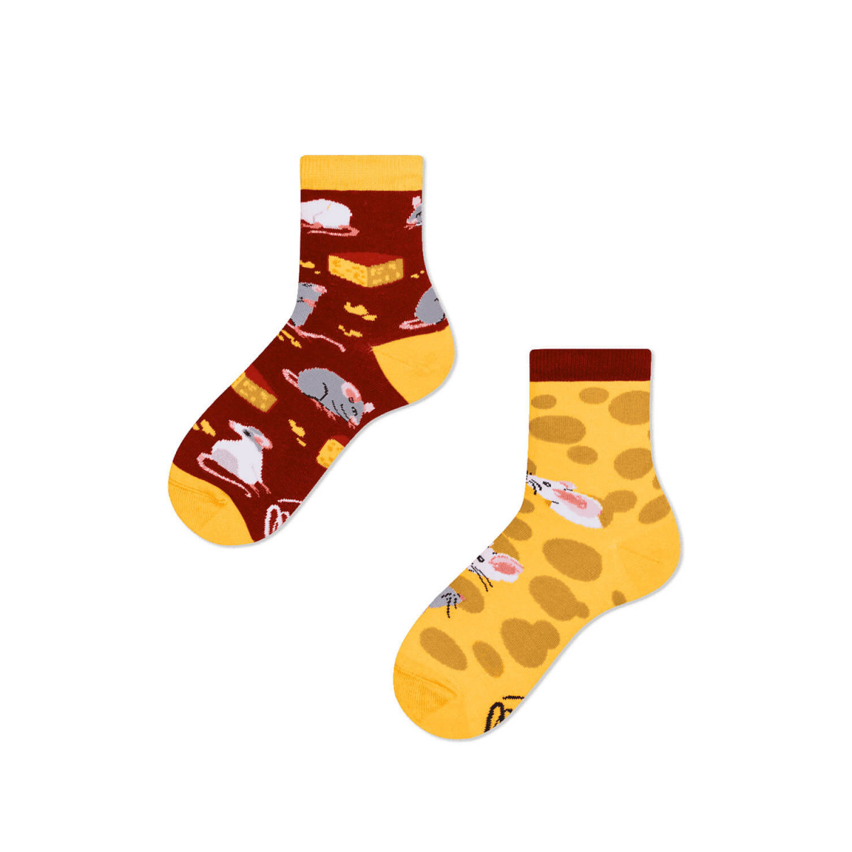 Chaussettes enfant Mouse and Cheese jaune et rouge