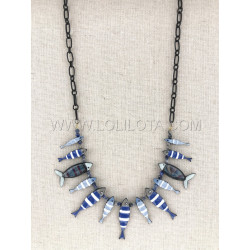 Collier Sardine perles bleues - Bibop et Lula