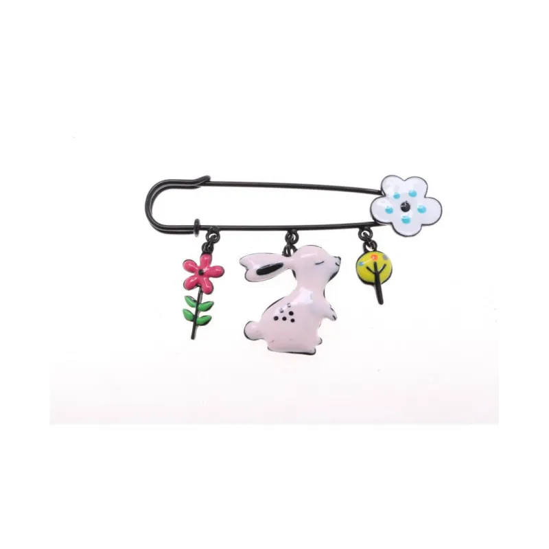 Broche Lapin Strass Rose - Accessoire Robe Femme - Cadeau Mignon Pour Pâques, Fêtes