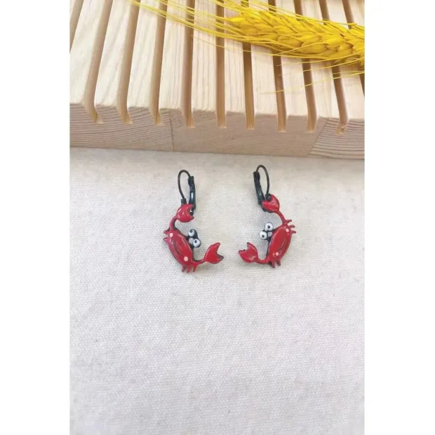 Boucles d'oreilles Crabe rouge